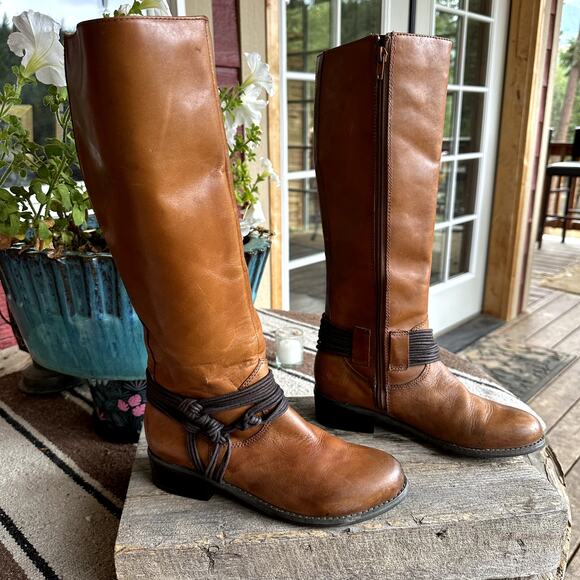 Santana Wellington Mustang Leather Mid Calf Boots Womens SZ 6 Harness Western - Picture 2 of 15